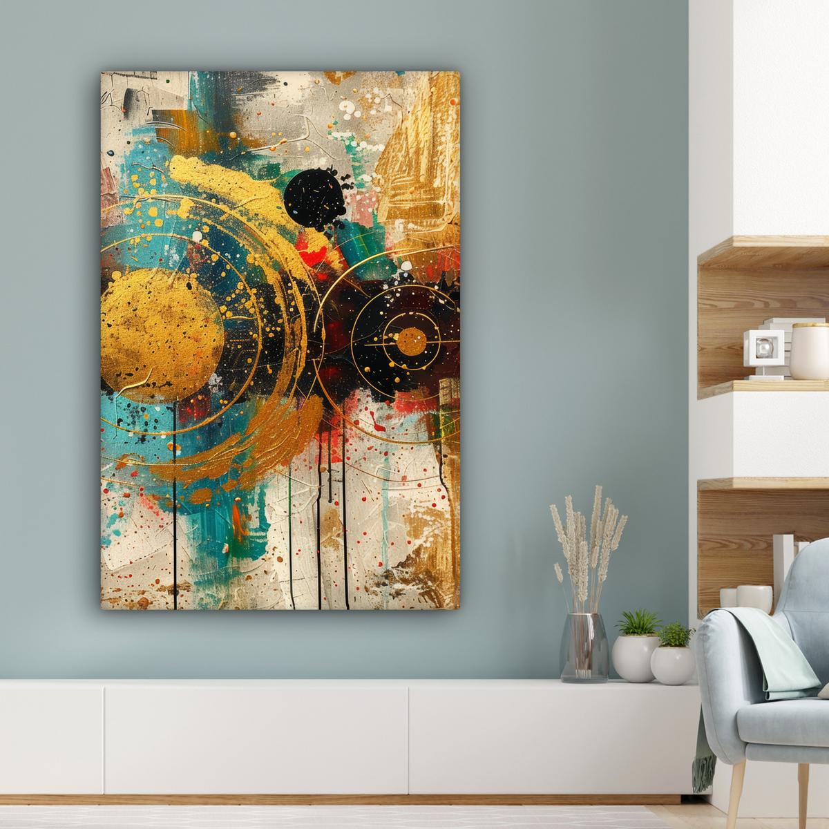 LEINWANDBILD Abstrakt - Kunst - Gold - Modern Deko XXL 80x120 cm - Multicolor, Textil (80/120cm) - MuchoWow