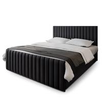 BOXBETT ARION 200x200 cm mit Matratze und Topper, H2+H3 - Schwarz - Schwarz, Holz (200/200cm) - MASSENO