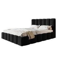 BETT 90x200 - Polsterbett mit Bettkasten und Metallrahmen - Modern Betten - Weicher Jasminstoff - Kollektion Lucy - Schwarz - Schwarz, Holz/Textil (90/200cm) - Alpi-Möbel