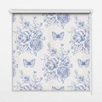 INNENROLLO - Fensterrollo - Rollo - 140x140 cm - Blaue Blumen und Schmetterlinge - Blau, Kunststoff (140/140/0.5cm) - TULUP