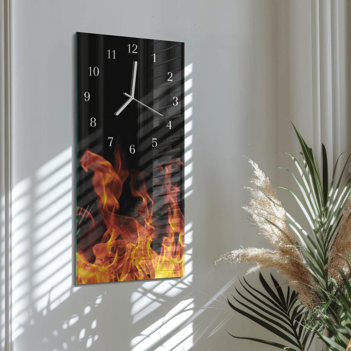 WANDUHR aus Glas 30x60 cm - Feuer - Multicolor, Glas (30/60/0.4cm) - TULUP