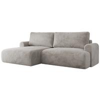 ECKSCHLAFSOFA TONO L Hellgrau Plüsch - links - Hellgrau/Schwarz, Kunststoff/Textil (260/150cm) - MKS