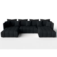 WOHNLANDSCHAFT Veliro U Schwarz 353/180/83 cm mit Schlaffunktion und Bettkasten - Schwarz, Kunststoff/Textil (353/83/180cm) - AX Living
