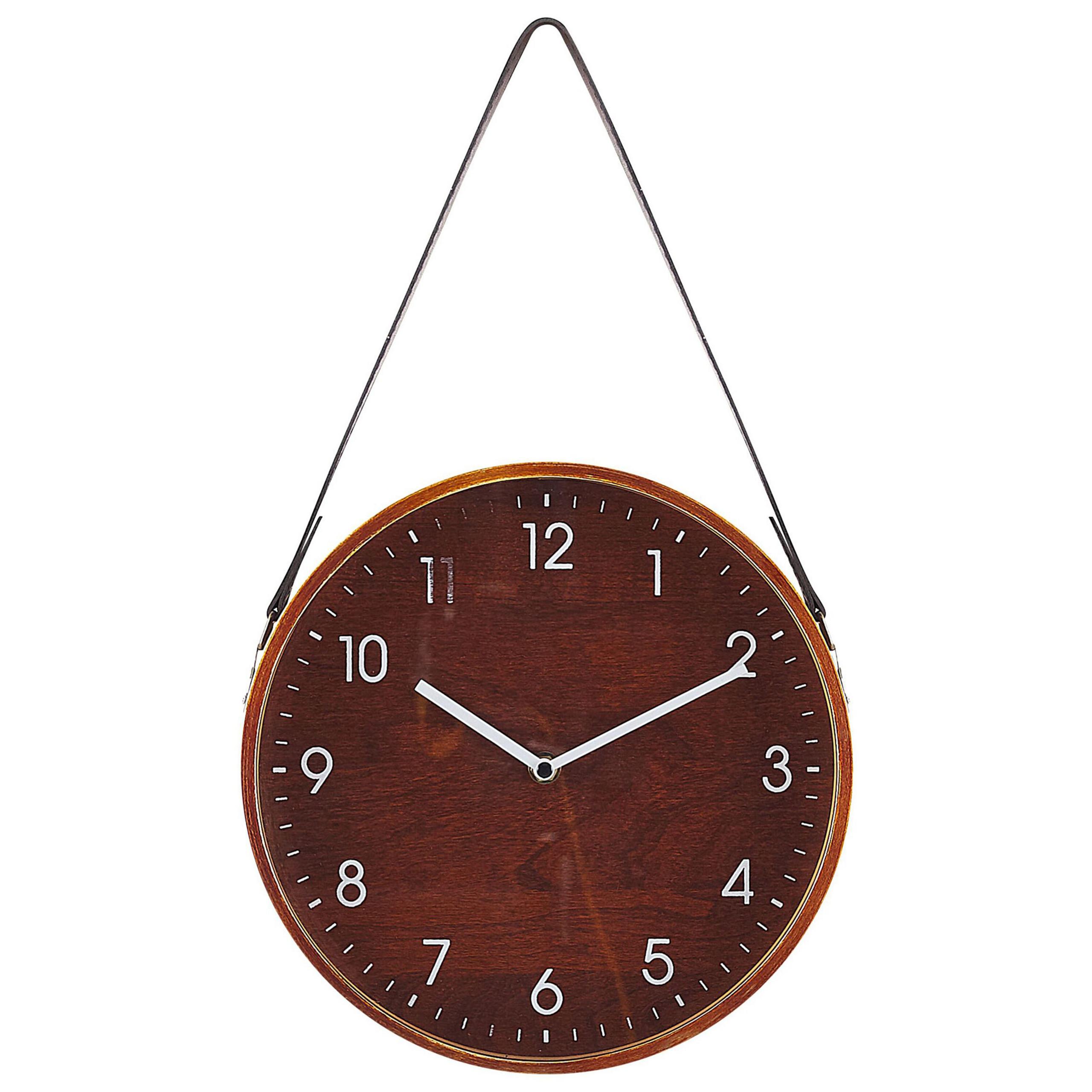 WANDUHR dunkler holzfarbton Renens - Dunkelbraun, Holzwerkstoff (26/44/6cm) - Beliani