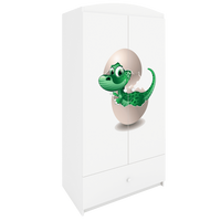 KINDERKLEIDERSCHRANK Kleiner Dino - Weiß, Holzwerkstoff (90/175/52cm) - RAUMHIRSCH FURNITURE