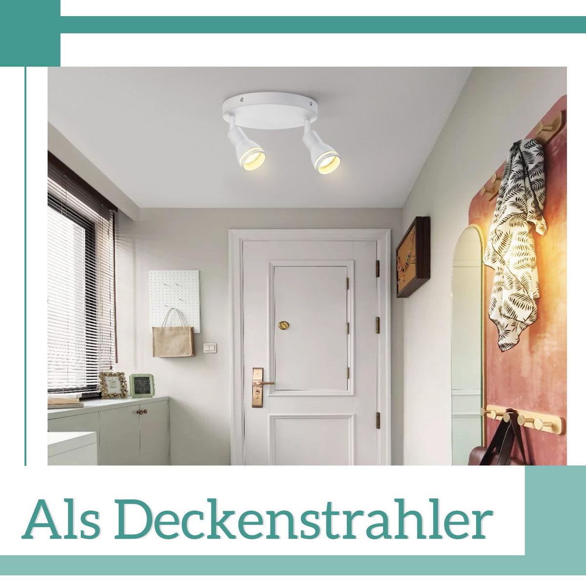 DECKENSTRAHLER Hertz 2-flammig 20/20/16 cm - Weiß, Metall (20/20/16cm) - Nettlife