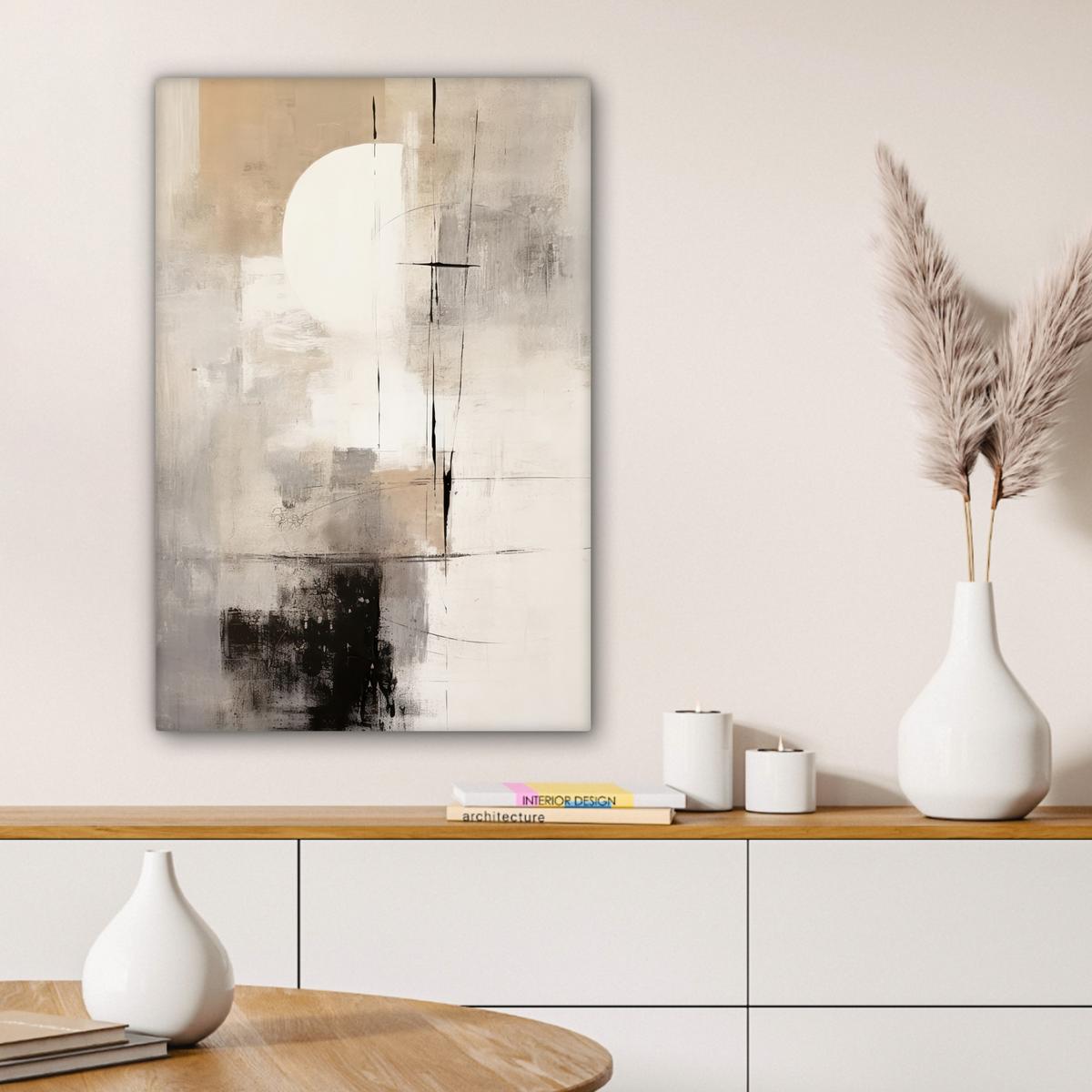 LEINWANDBILD Abstrakt - Kunst - Grau Wanddeko Schlafzimmer 60x90 cm - Hellgrau, Textil (60/90cm) - MuchoWow