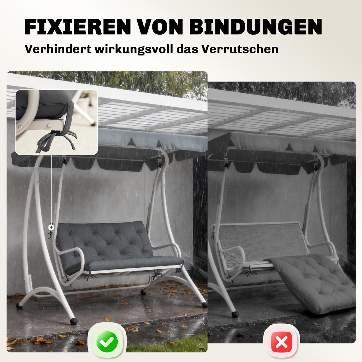 BANKAUFLAGE Sitzkissen Rückenkissen Polster Auflage für Sitzbank 100x98x8 cm - Dunkelgrau, Textil (100/8/98cm) - Outsunny
