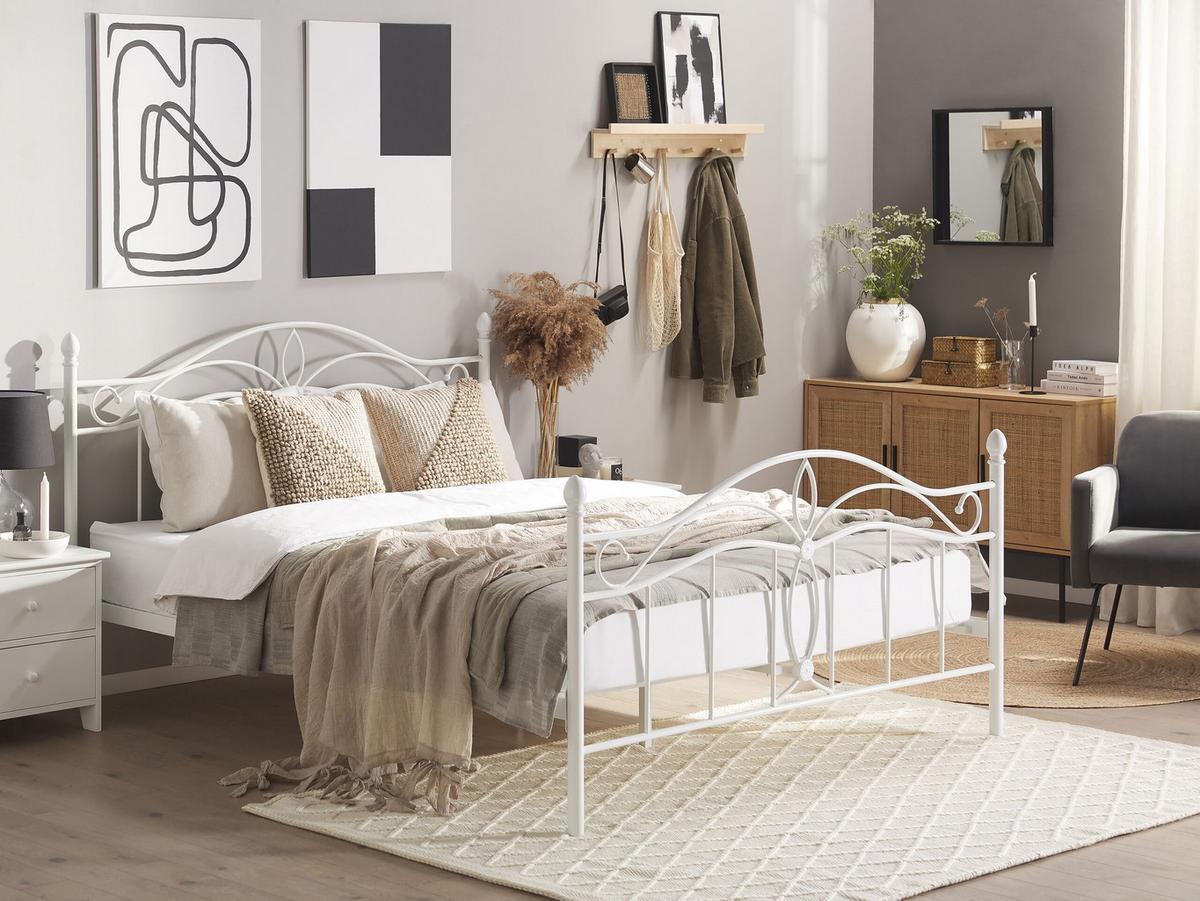 METALLBETT 160/200cm Weiß Antlia - Weiß, Metall (160/200cm) - Beliani