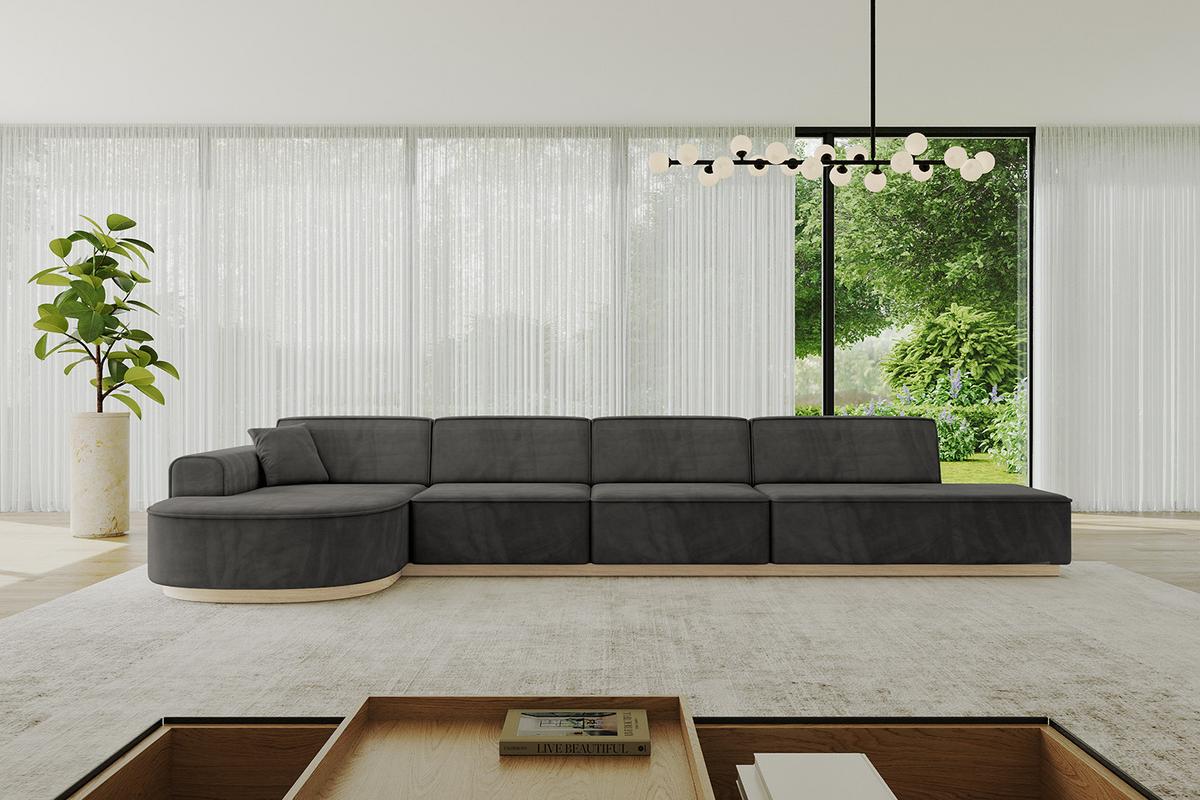 ECKSOFA Ottomane Links ARRIO-L3 - 413x171x83 cm Dunkelgrau - Dunkelgrau, Holzwerkstoff/Textil (413/171cm) - ALTDECOR