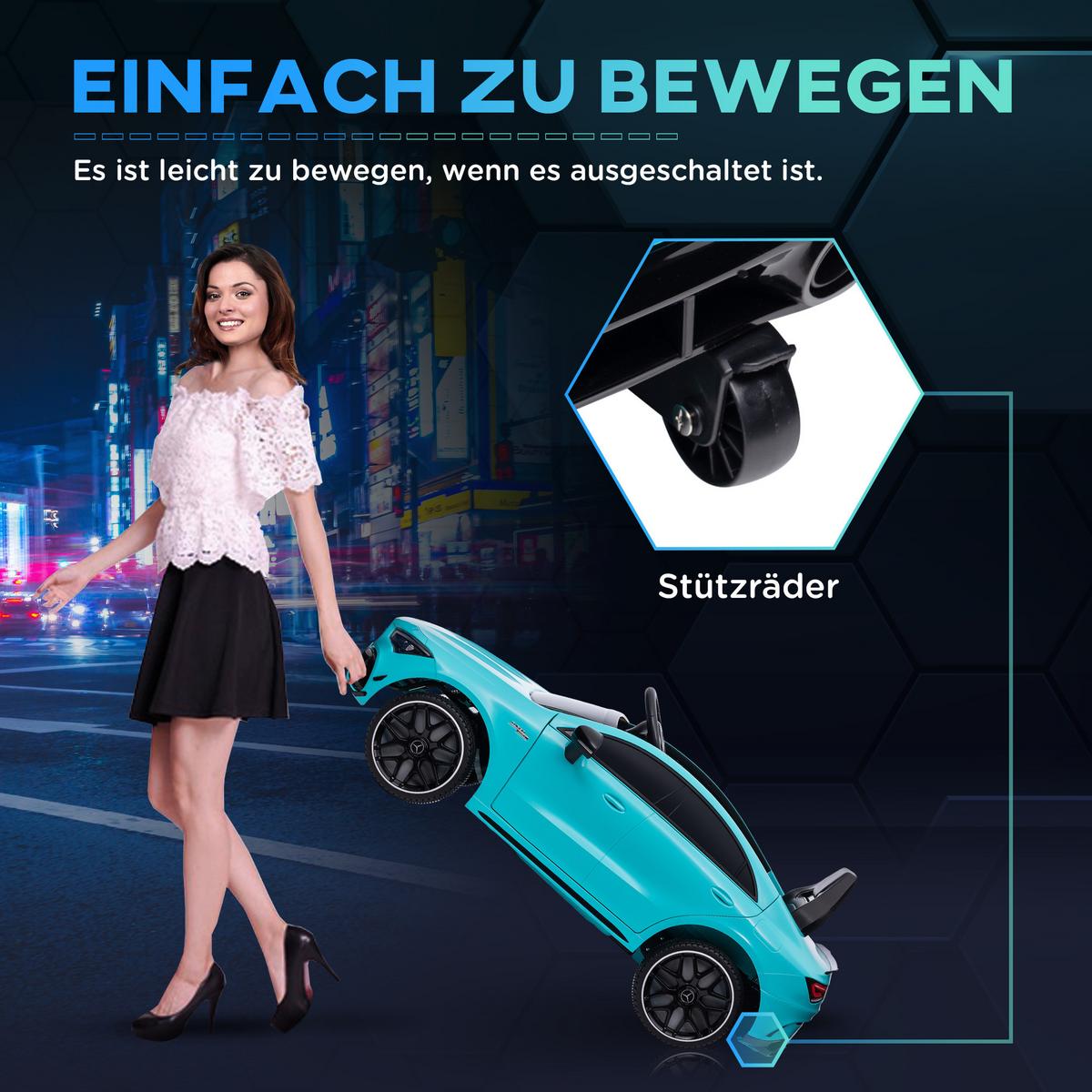 KINDER Elektroauto 12 V Kinderauto mit 2,4G Fernbedienung, USB-, MP3-Anschluss - Blau, Metall (110/61/45cm) - AIYAPLAY