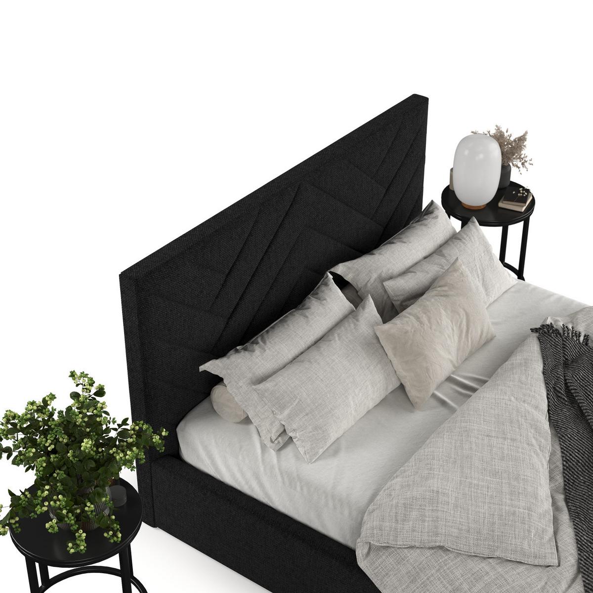 POLSTERBETT Arco 160/200 cm Schwarz im Inari Stoff - Schwarz/Naturfarben, Holz/Holzwerkstoff (160/200cm) - AltaBeds
