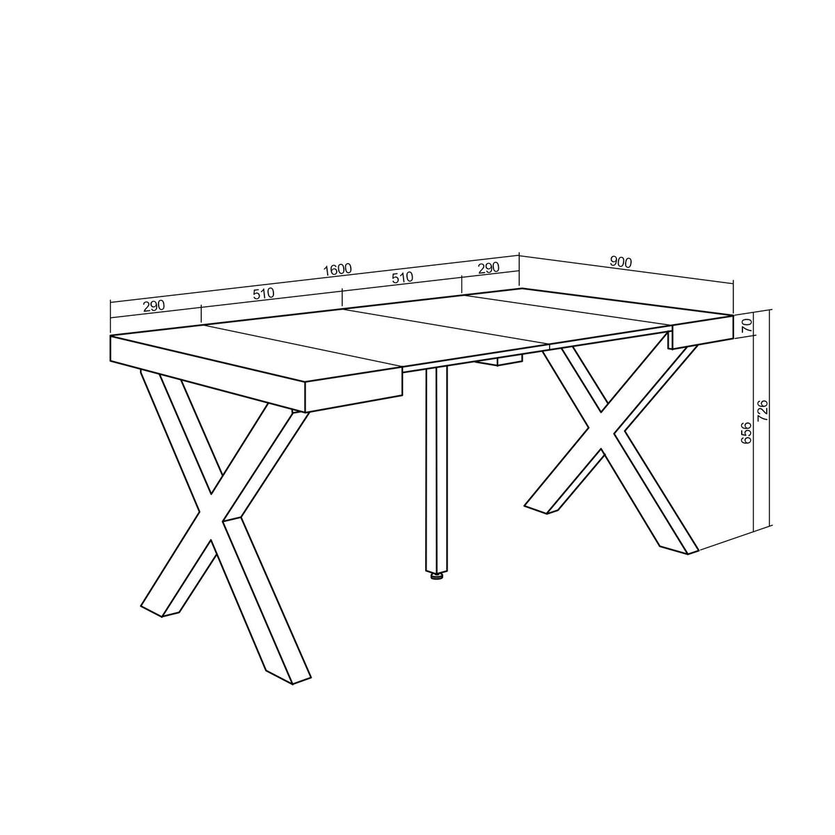 KONSOLENTISCH ausziehbar 58 bis 160cm, für 8 Gäste, eiche, 90/58/73cm - Eichefarben, Holzwerkstoff (90/160/73cm) - Skraut Home