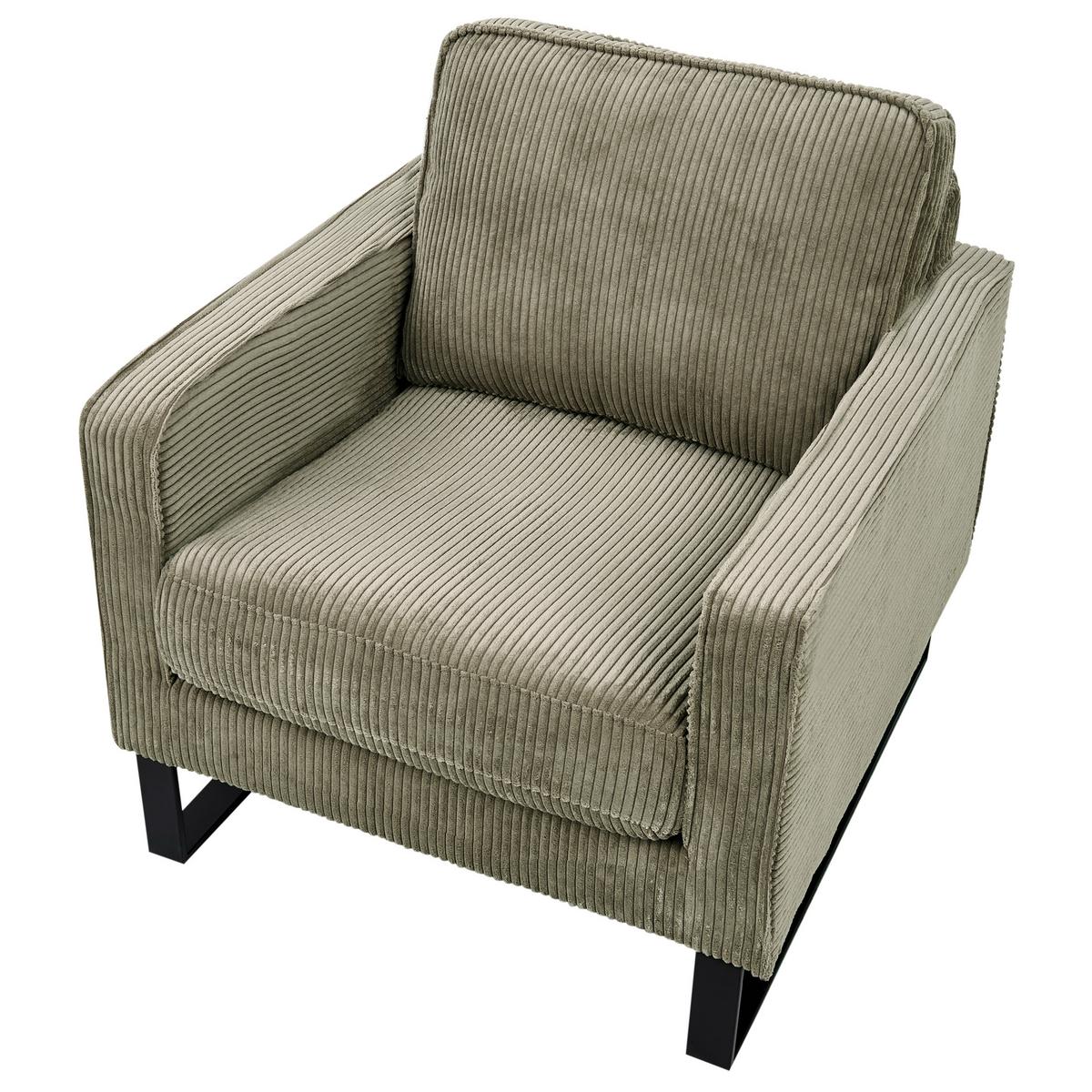 SESSEL Cord Grün Vind - Grün, Textil (79/82/85cm) - Beliani