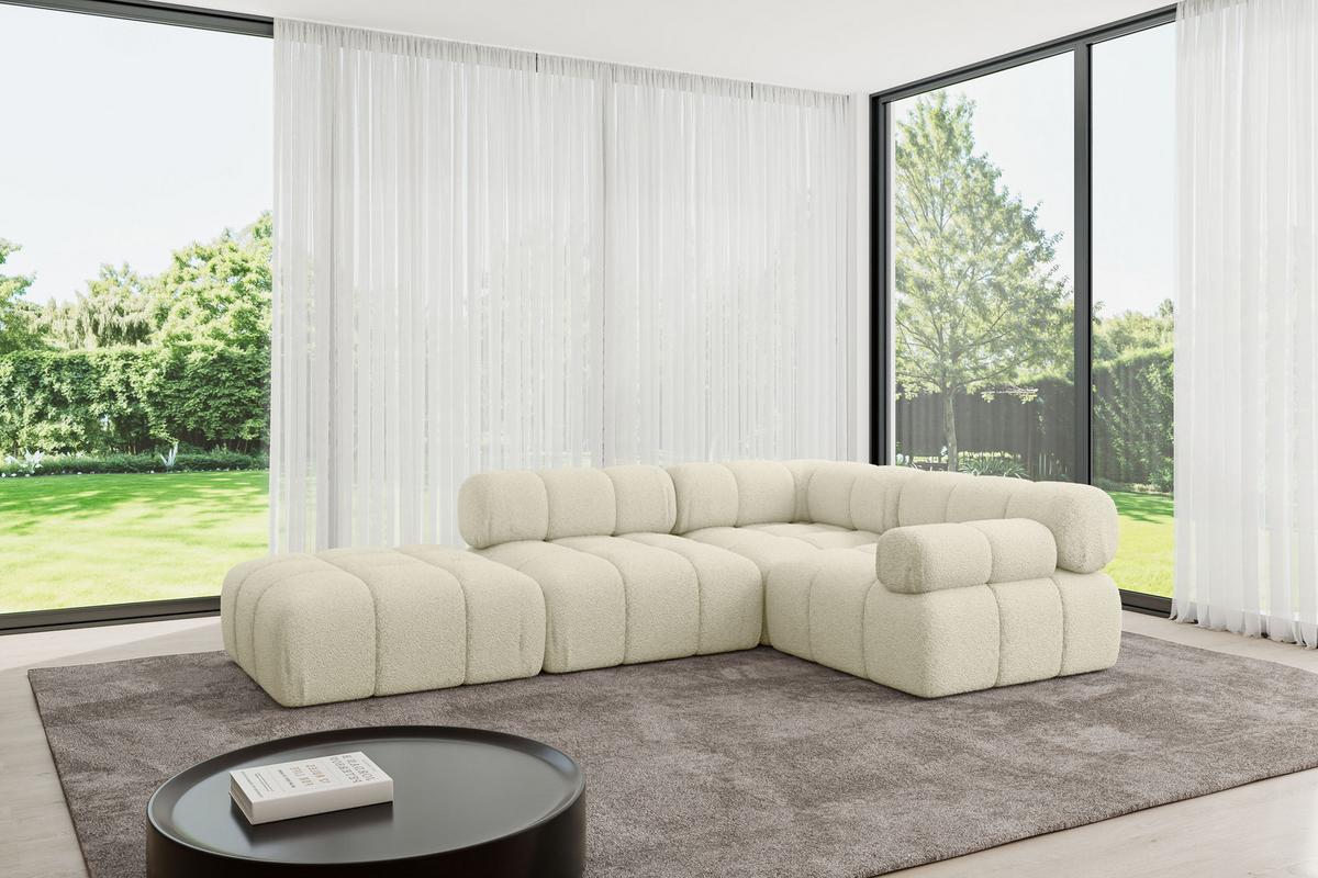 ECKSOFA modulares Sofa Felto-L1 - 285x190x70 cm Beige Bouclé - Beige, Holzwerkstoff/Textil (285/190cm) - ALTDECOR