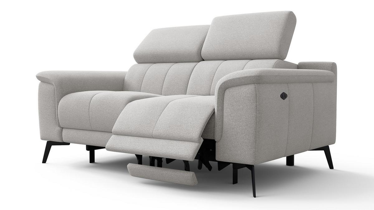 RELAXSOFA FIERO 2-Sitzer mit 2 Relaxfunktionen, hellgrau - Hellgrau/Schwarz, Holzwerkstoff/Textil (170/82/103cm) - Wozimo