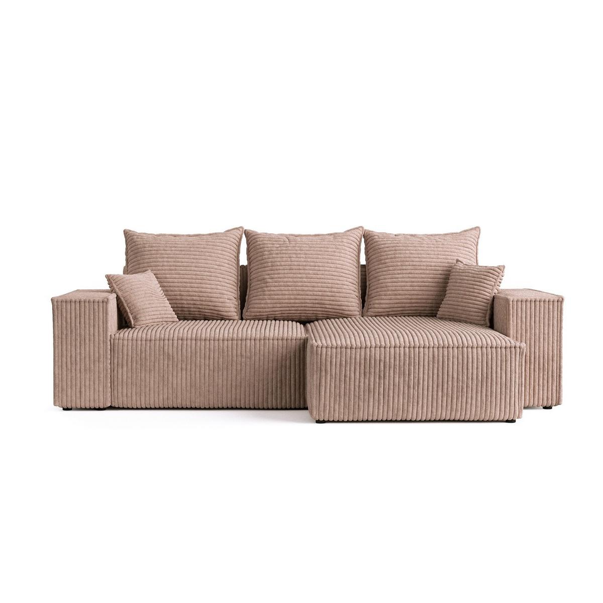 ECKSOFA SENSO mit Schlaffunktion Beige im Tilia Stoff - Beige/Schwarz, Holz/Holzwerkstoff (255/148cm) - AltaBeds