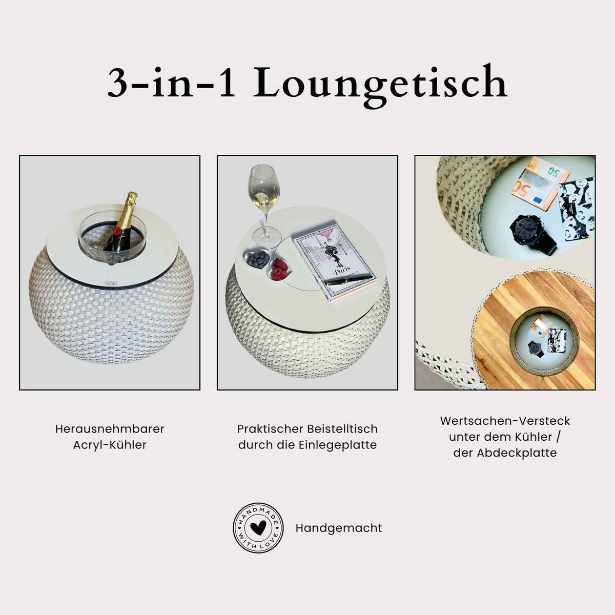 3-IN-1 LOUNGETISCH MIT ACRYL-KÜHLER Milano Anthrazit/Schwarz 40 cm - Anthrazit/Schwarz, Kunststoff (55/55/40cm) - COOTAB Cooler Table