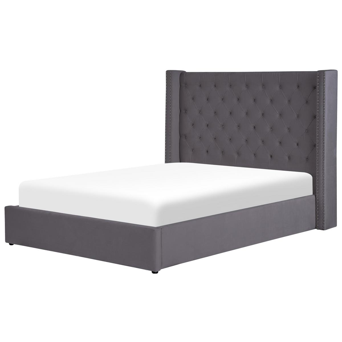 POLSTERBETT 140/200cm Grau Lubbon - Grau, Textil (140/200cm) - Beliani