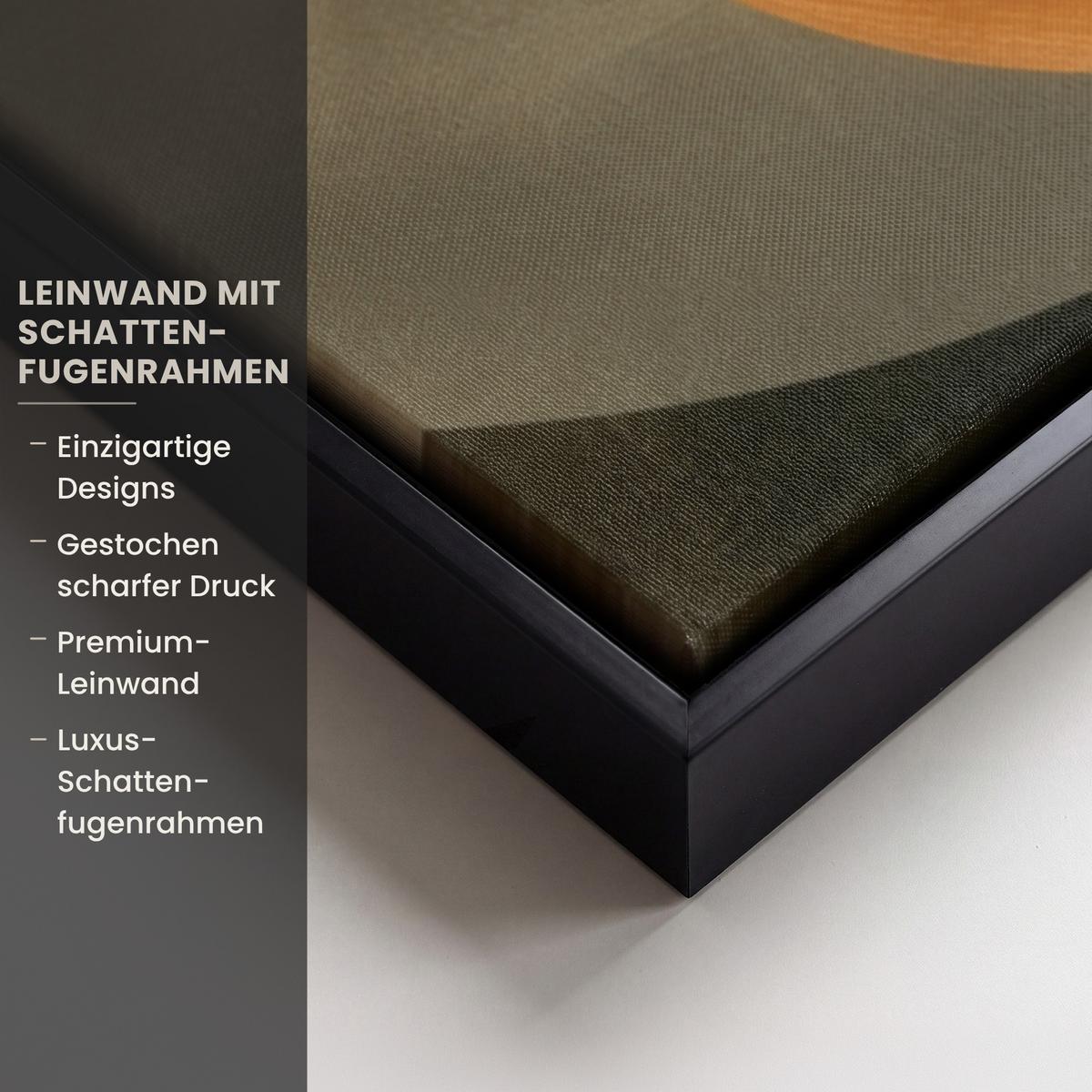 LEINWAND Bilder mit Rahmen - Formen - Rund - Blätter - Beige - 60x90 - Rostfarben, Textil (60/90cm) - MuchoWow