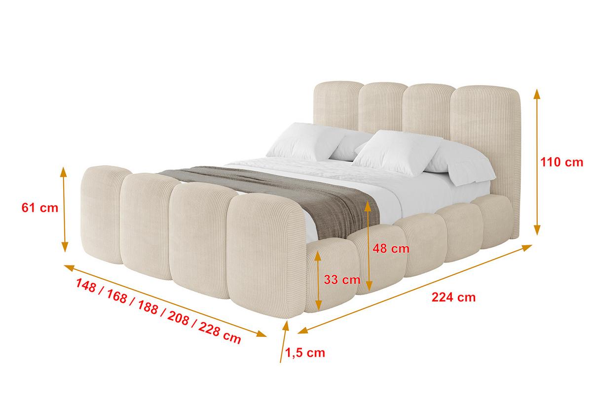 POLSTERBETT mit Bettkasten, Fußteil und Lattenrost, Boxbett ohne Matratze - KALA-Z 180x200 Beige - Creme, Holzwerkstoff/Textil (180/200cm) - ALTDECOR