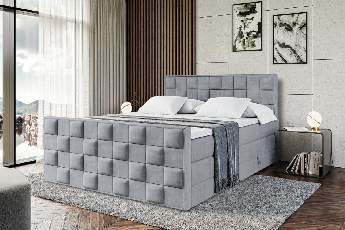 BOXSPRINGBETT ZAFIRA KING - 200 x 200 - H3/H4 - Grau - Grau, Holzwerkstoff (200/200cm) - ALTDECOR