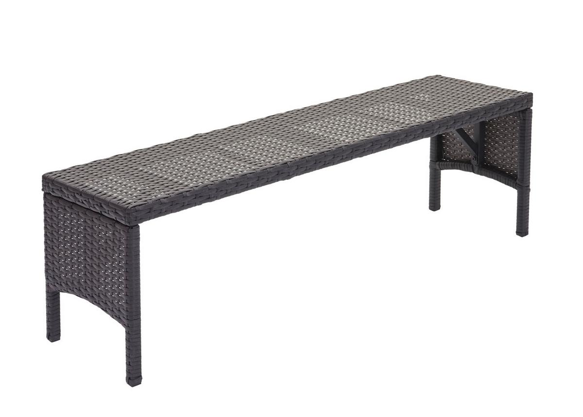 POLY-RATTAN SITZBANK Schwarz - Schwarz, Kunststoff (112/35/30cm) - MCW