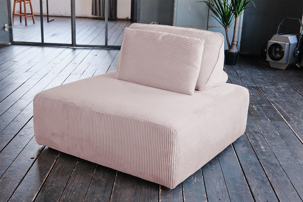 HOCKER MIT RÜCKENKISSEN WIOLO SOFT Pink Cord - Schwarz/Rosa, Kunststoff/Textil (111/84/111cm) - KAWOLA