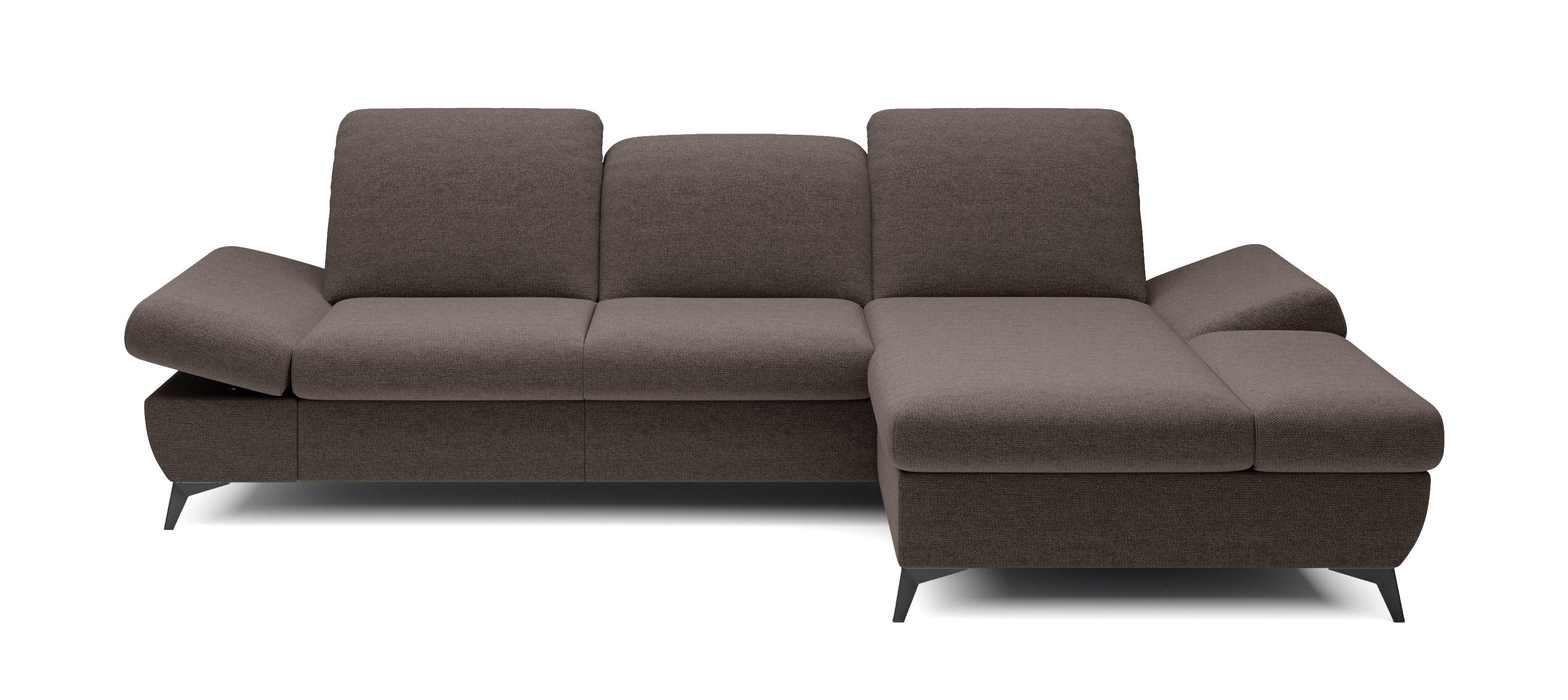 ECKSOFA FELICE R-S Braun Geflochtener Stoff mit Schlaffunktion - Braun, Holz (284/166cm) - MASSENO