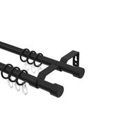 GARDINENSTANGE Olymp Lucan 120 cm, 2-läufig, 16 mm Ø Schwarz - Schwarz, Metall (120cm) - INTERDECO