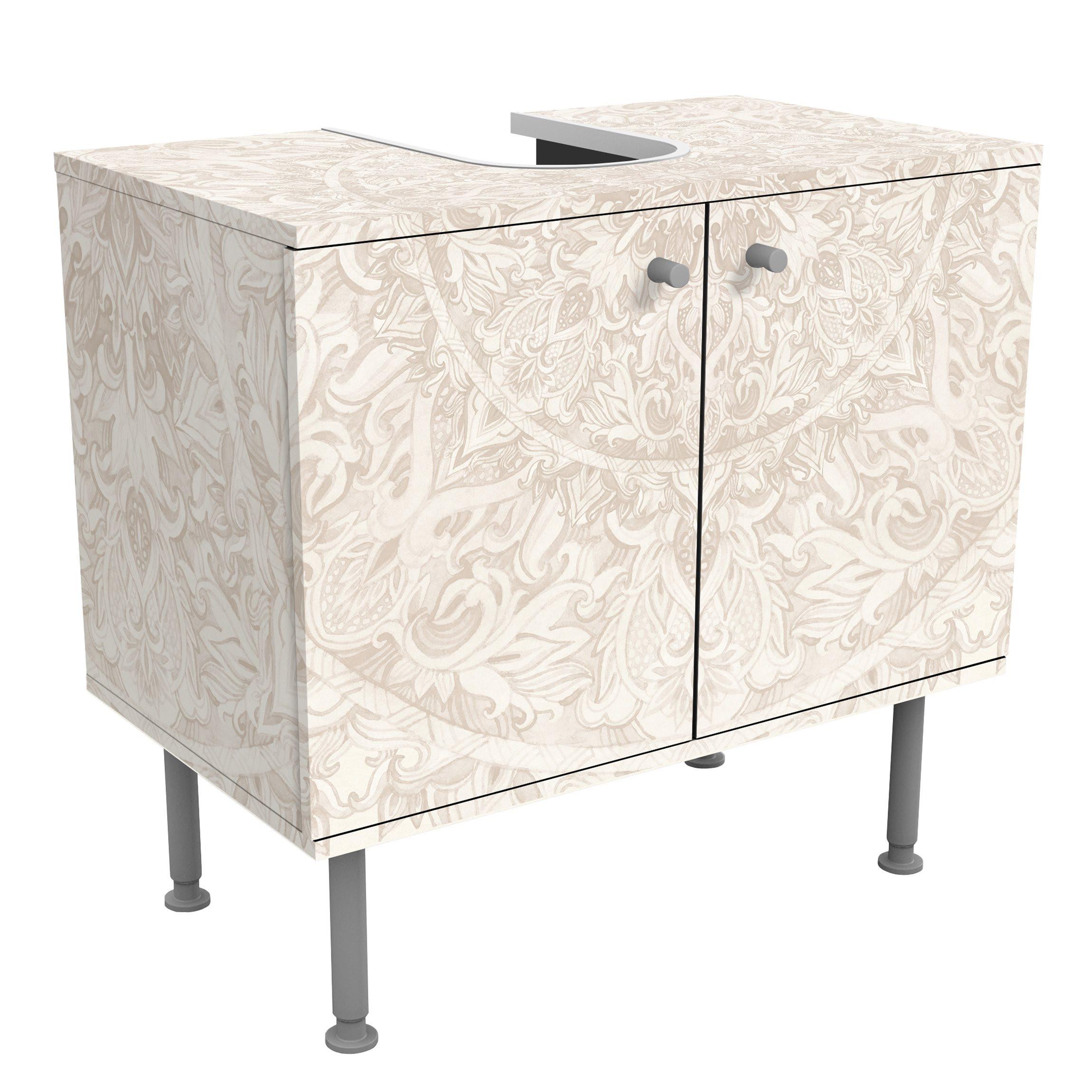 WASCHBECKENUNTERSCHRANK Mandala Aquarell Muster Ornament beige 60/55/35 cm - Beige, Holzwerkstoff (60/55/35cm) - Bilderwelten