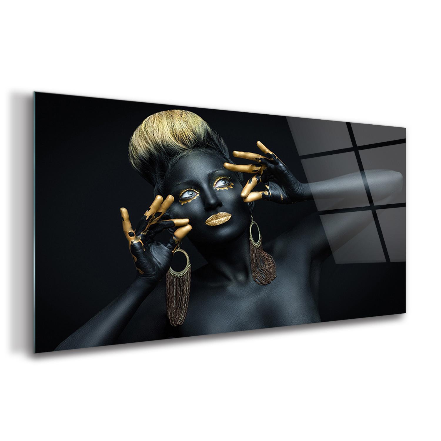 GLASBILD 100x50 cm Frau - Gelb, Glas (100/50cm) - TULUP