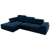 ECKSOFA RILASSO L Dunkelblau Velvet - links - Schwarz/Dunkelblau, Kunststoff/Textil (296/174cm) - MKS