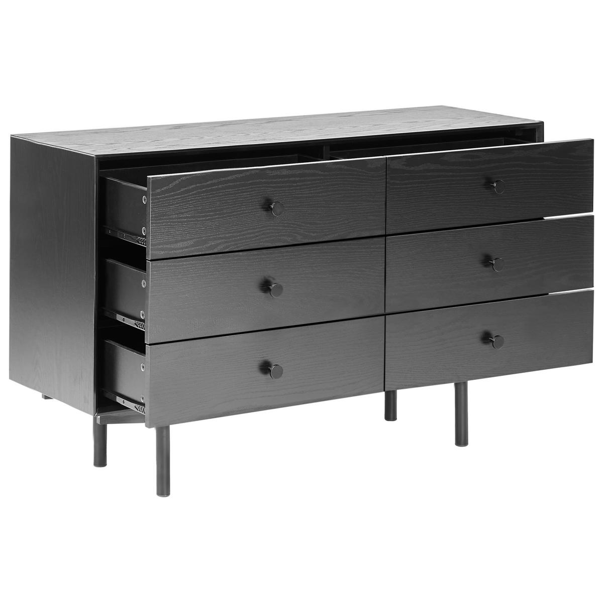 KOMMODE mit 6 Schubladen Schwarz Alcester - Schwarz, Holzwerkstoff (120/75/40cm) - Beliani