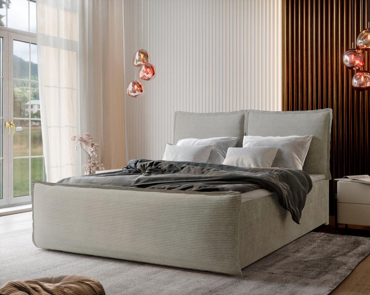BOXBETT MONTA 180x200 cm mit Matratze und Topper - Creme - Creme, Holz (180/200cm) - MASSENO