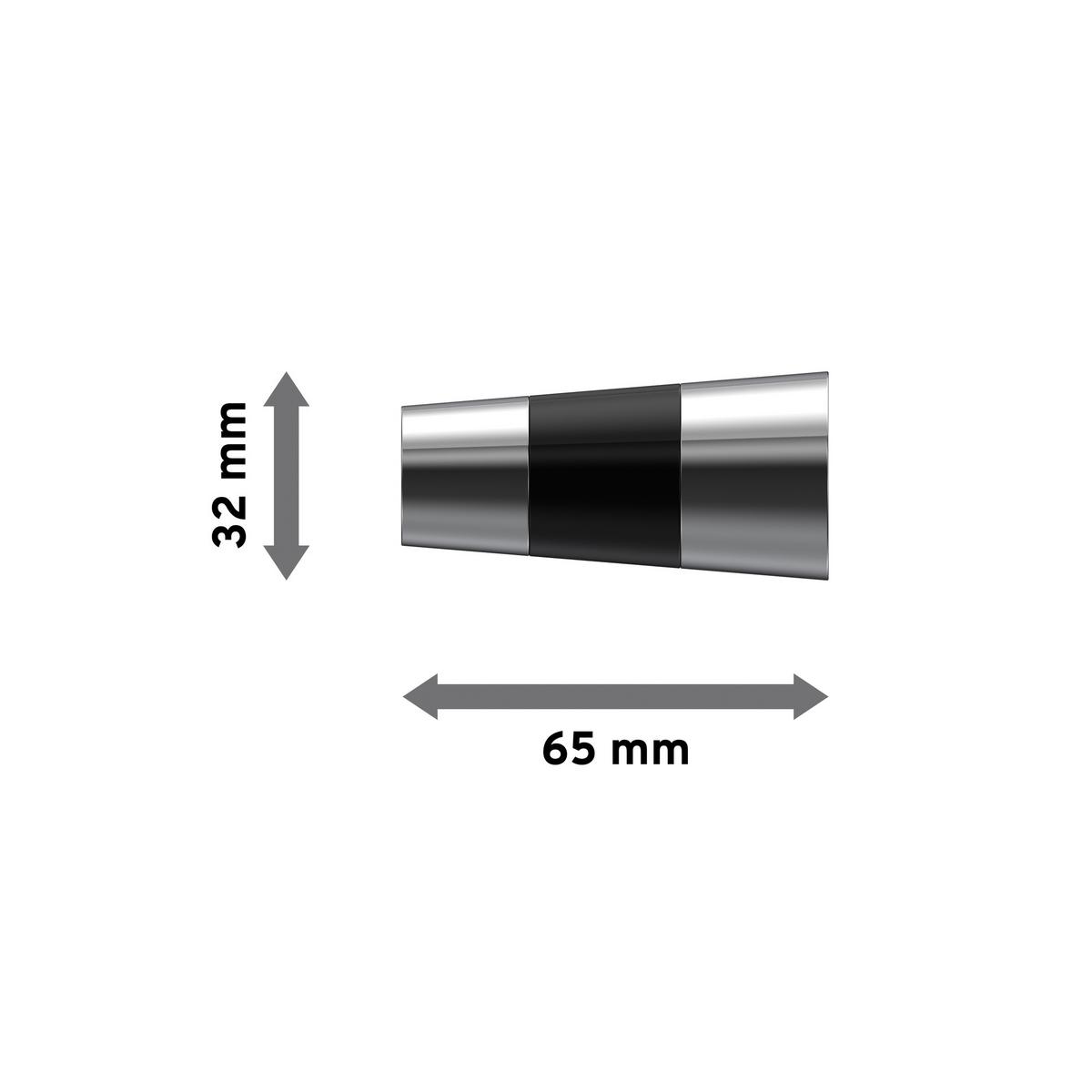 ENDSTÜCKE FÜR GARDINENSTANGEN 20 mm Ø, Tanara Chrom/Schwarz, Packung 2 Stück - Chromfarben/Schwarz, Metall (6.5/3.2/3.2cm) - INTERDECO