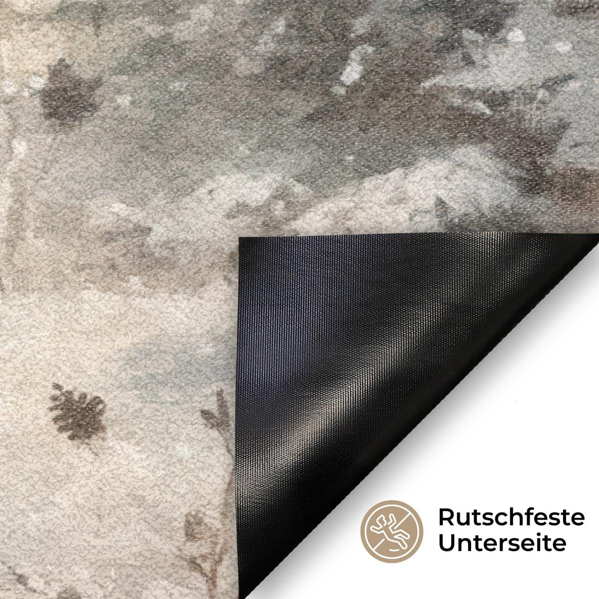 FUSSMATTE Weihnachten - Rentier - Winter - Kranz Flurteppich 60x40 cm - Braun, Kunststoff (60/0.4cm) - MuchoWow