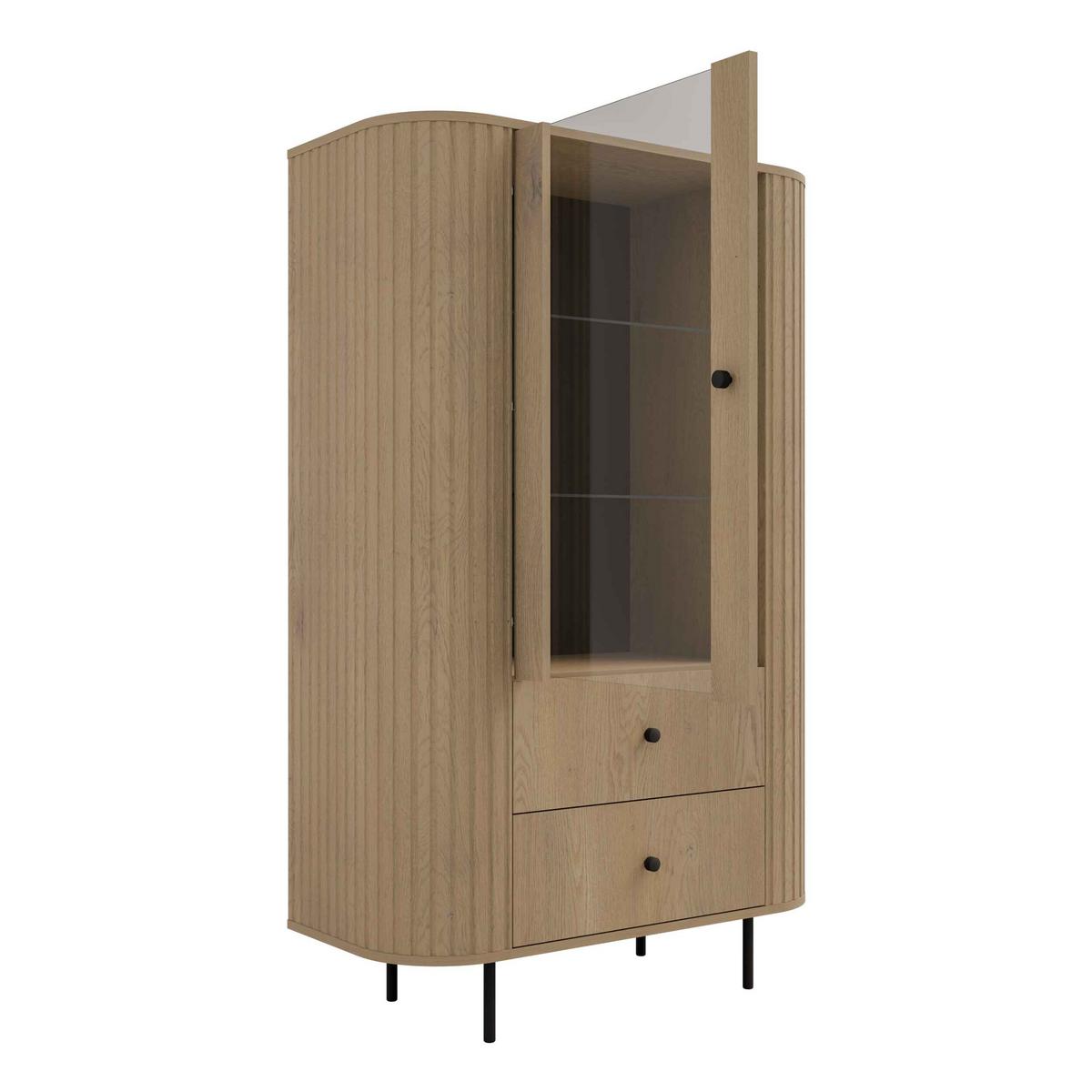 VITRINE BOLLA 155 / 97,4 cm in Eichefarben - Eichefarben, Holzwerkstoff (97.4/155/42.3cm) - MASSENO