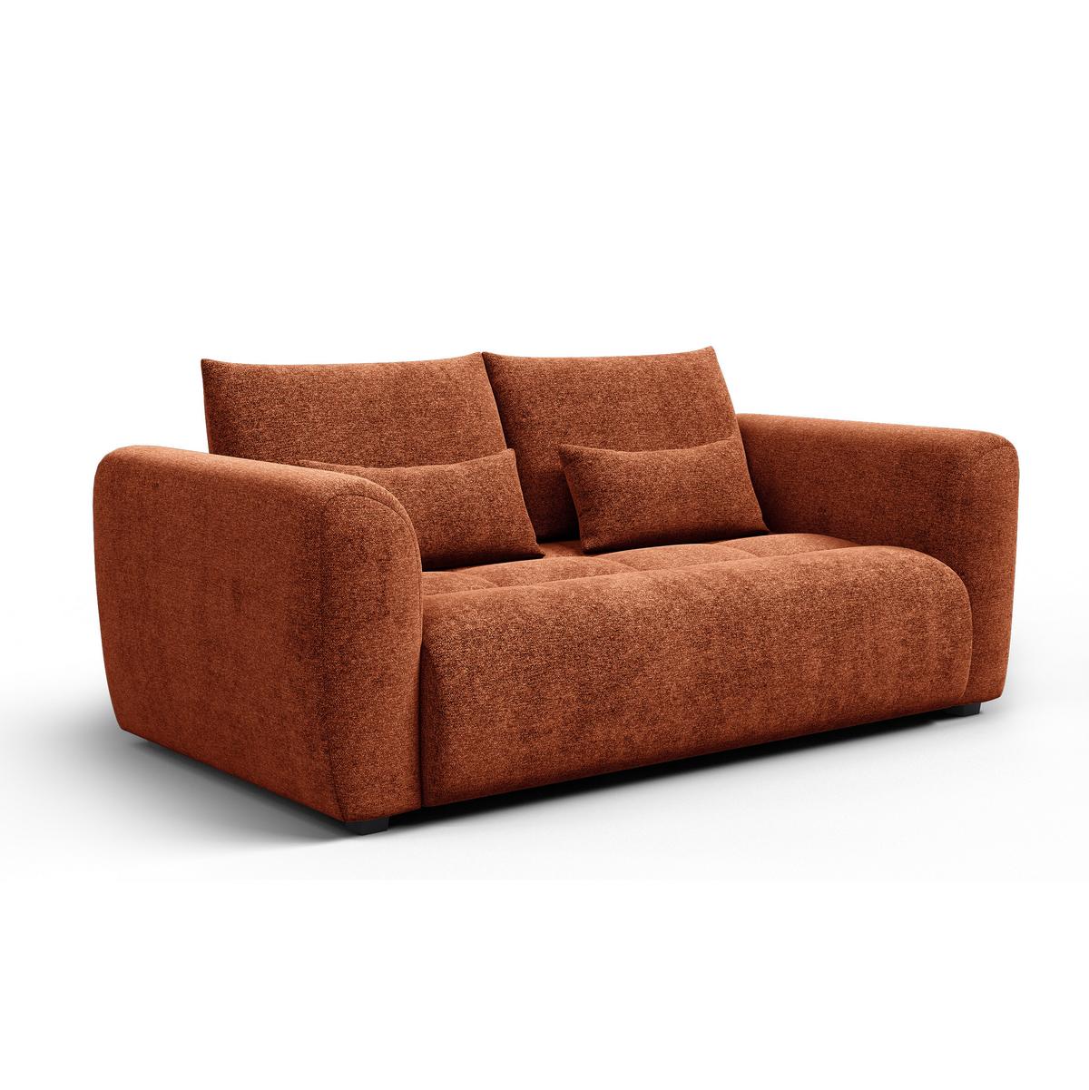 SOFA SORENO 3-Sitzer, orange - Schwarz/Orange, Holz/Textil (214/94/114cm) - Wozimo