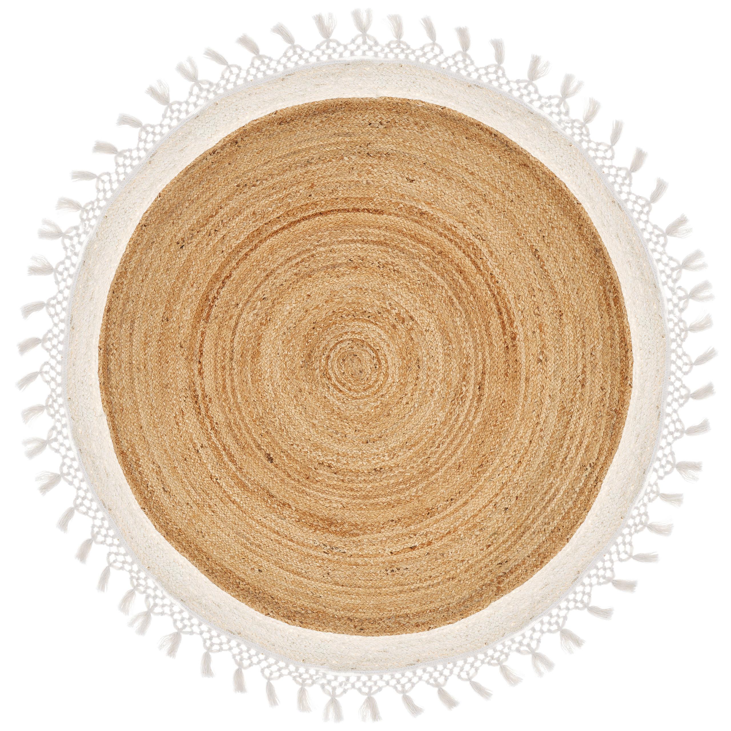 TEPPICH Marts geflochten 140/140 - Beige, Naturmaterialien (140/140cm) - Beliani