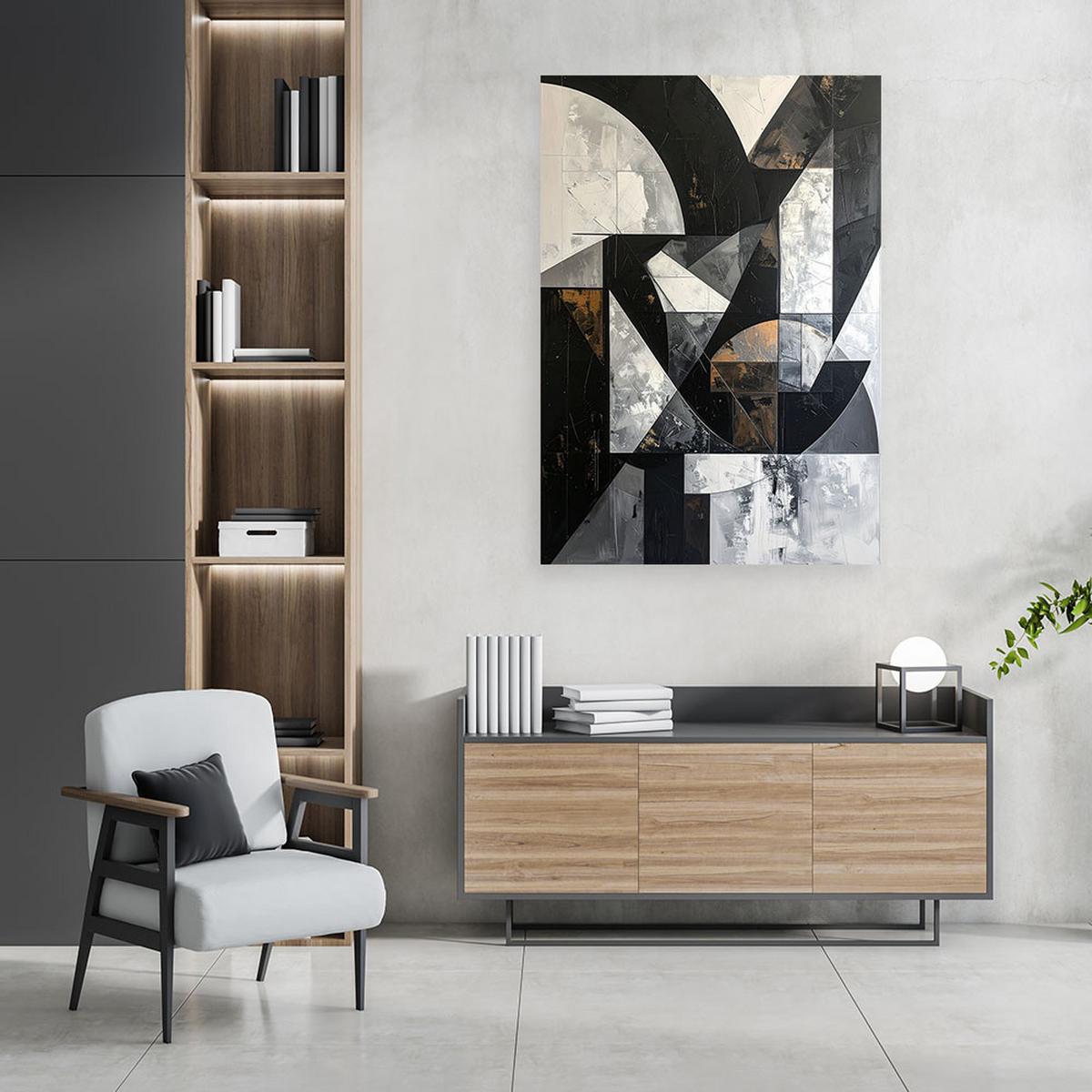 LEINWANDBILD 3D und geometrisch 70x100cm - Schwarz, Textil (70/100cm) - Feeby