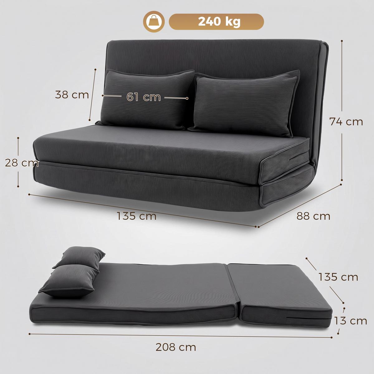 BODENSTUHL Polyester Dunkelgrau - Dunkelgrau, Textil (208/13/135cm) - HOMCOM