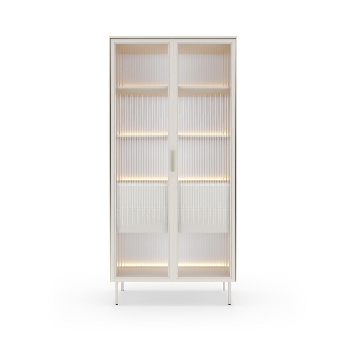 VITRINE GLORIA 194,6 / 91,5 cm in Kaschmir - Kaschmir, Holzwerkstoff (91.5/194.6/39.3cm) - MASSENO