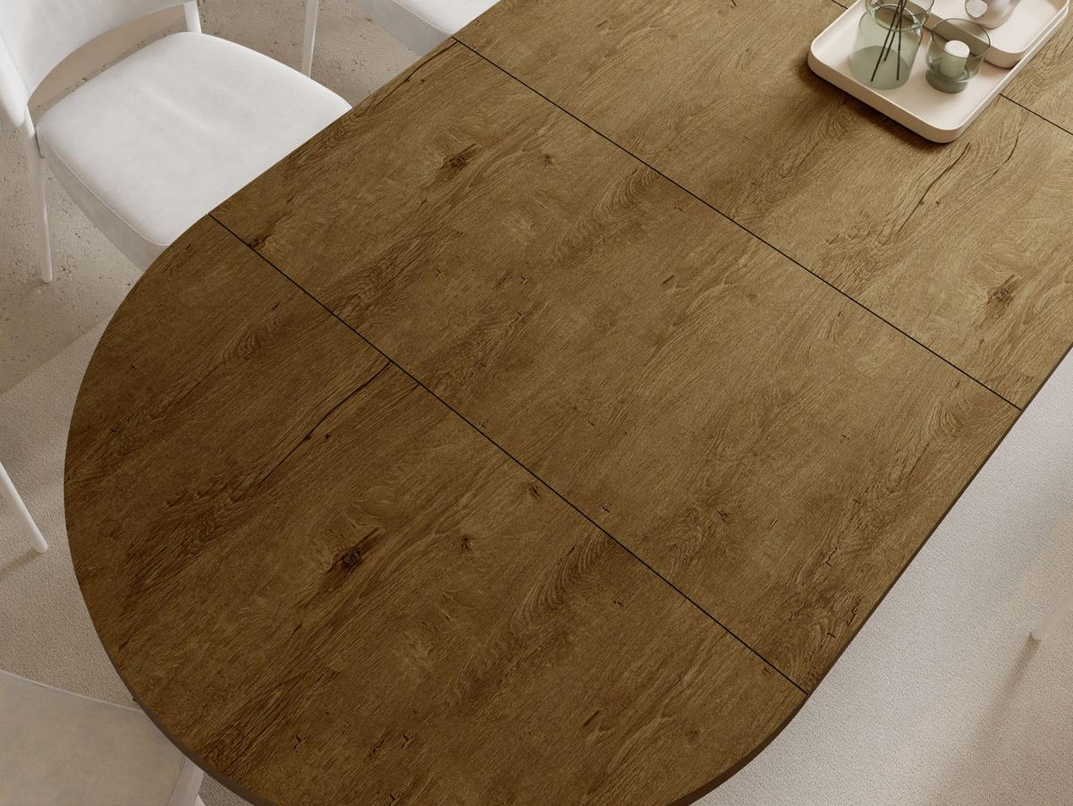 ESSTISCH Valeo runder ausziehbarer, Lefkas Eiche 100-180/100/76 cm - Alteiche/Schwarz, Holzwerkstoff/Metall (180/100/76cm) - WFL GROUP