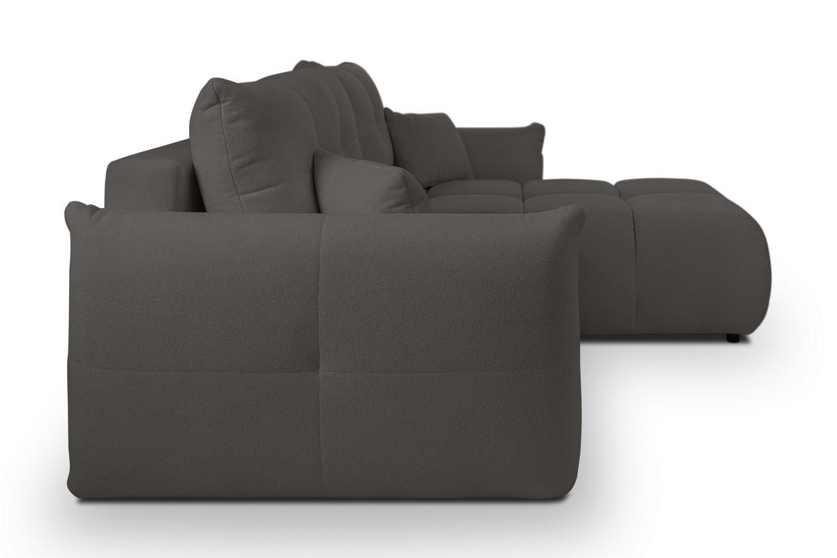 ECKSOFA MODA S Grau Geflochtener Stoff mit Schlaffunktion - Grau, Holz (257/177cm) - MASSENO