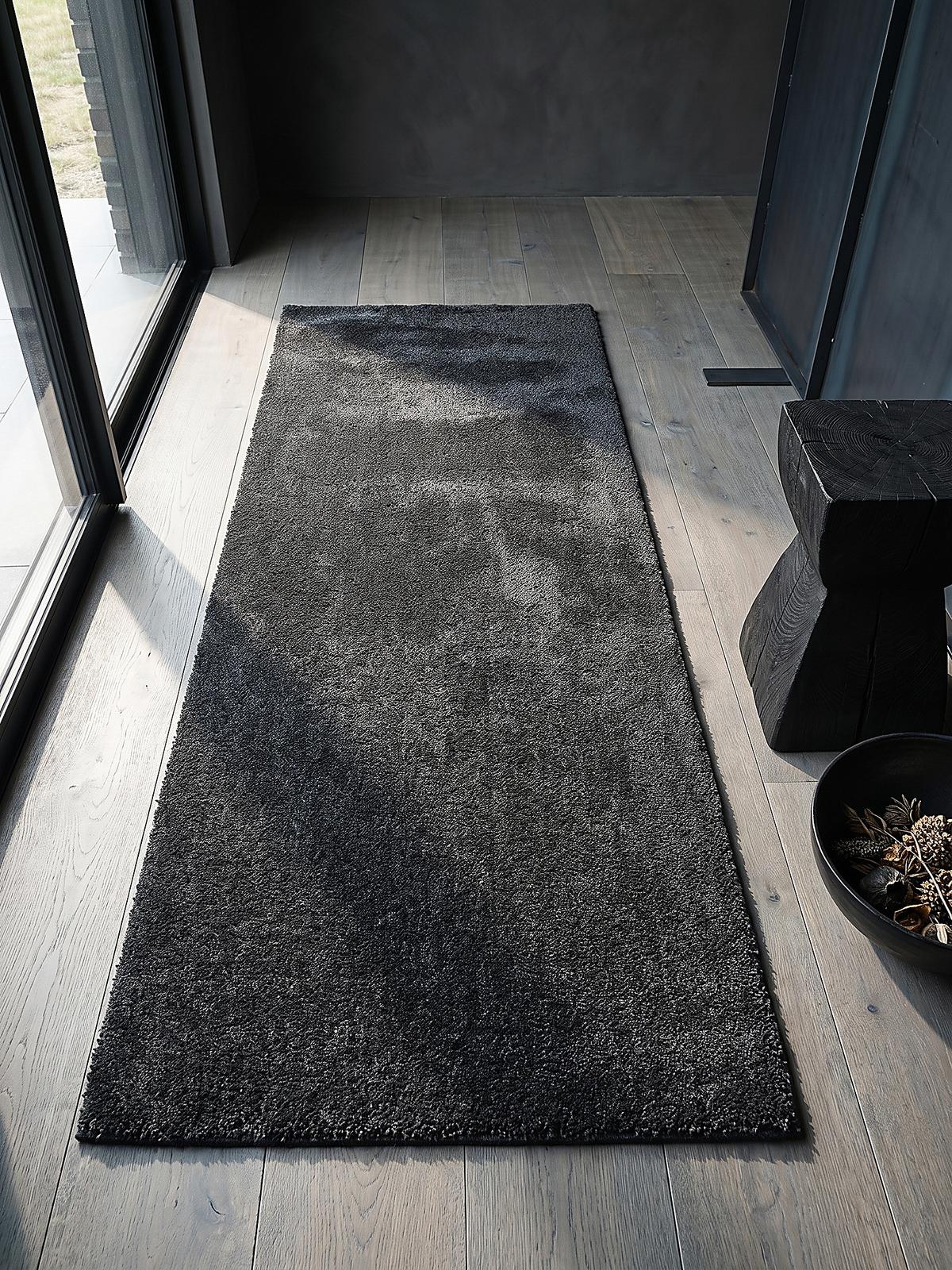 TEPPICH Hochflor ZINAL Uni Polyester Anthrazit 80 x 150 cm - Anthrazit, Textil (80/150cm) - KADIMA DESIGN