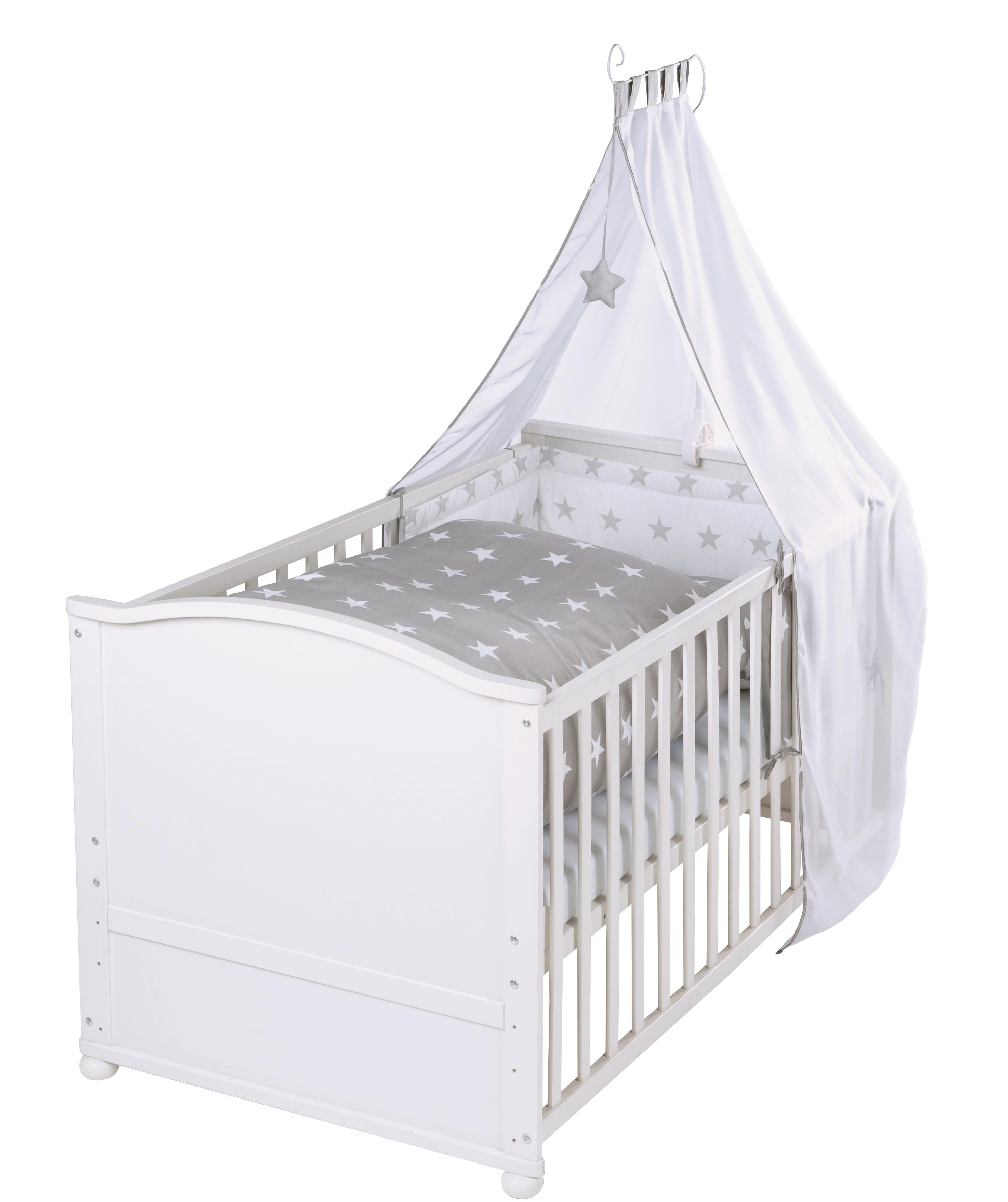 BABYBETT Sterne 2 70 x 140 cm inkl. Textilien - Weiß, Holzwerkstoff (70/140cm) - Roba