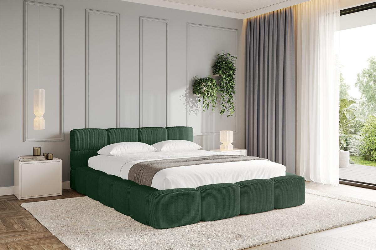 POLSTERBETT mit Bettkasten und Lattenrost, Bett mit Kopfteil, Boxbett ohne Matratze, Doppelbett mit Stauraum - NATA-v1 200x200 Grün - Grün, Holzwerkstoff/Textil (200/200cm) - ALTDECOR
