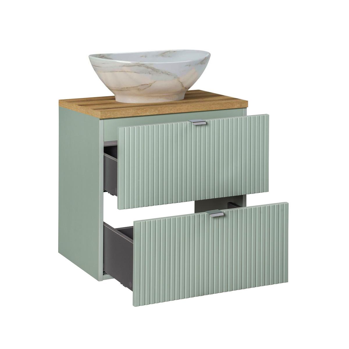 WASCHTISCH 60.4cm Jade Grün und Holz - Grün, Holzwerkstoff (60.4/59/40cm) - Petits-meubles