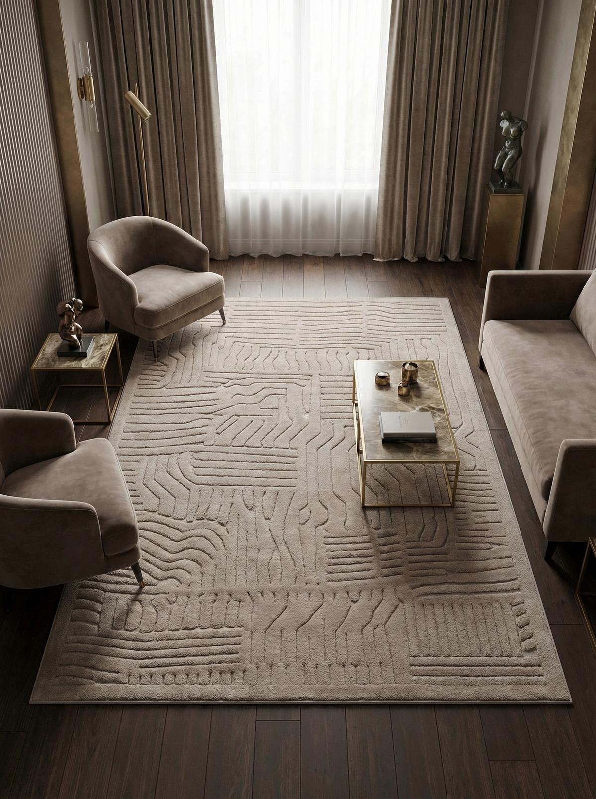TEPPICH EDEN-Carlisle, geometrisch-abstrakt, Taupe, 120 x 170 cm - Braun, Textil (170/120cm) - KADIMA DESIGN